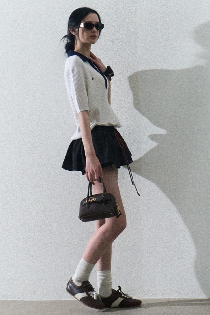 Cotton Bubble Braided Drawstring Skirt