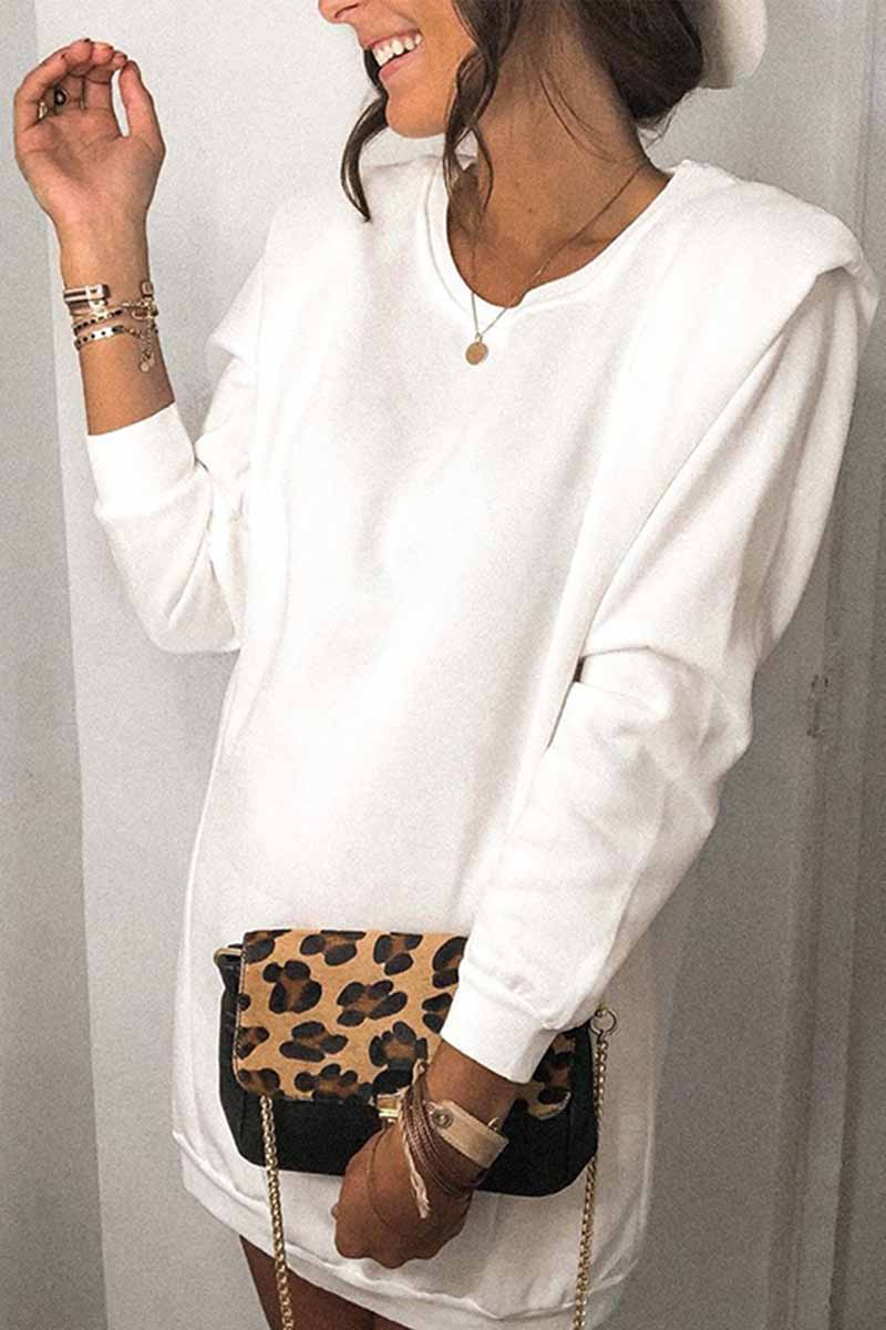 Knit Color Round Neck Mini Dress