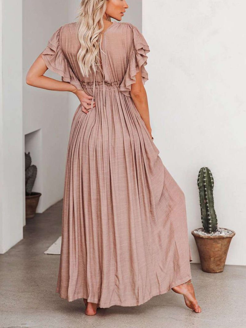 Button Cotton Linen Perfect Beach Maxi Dress