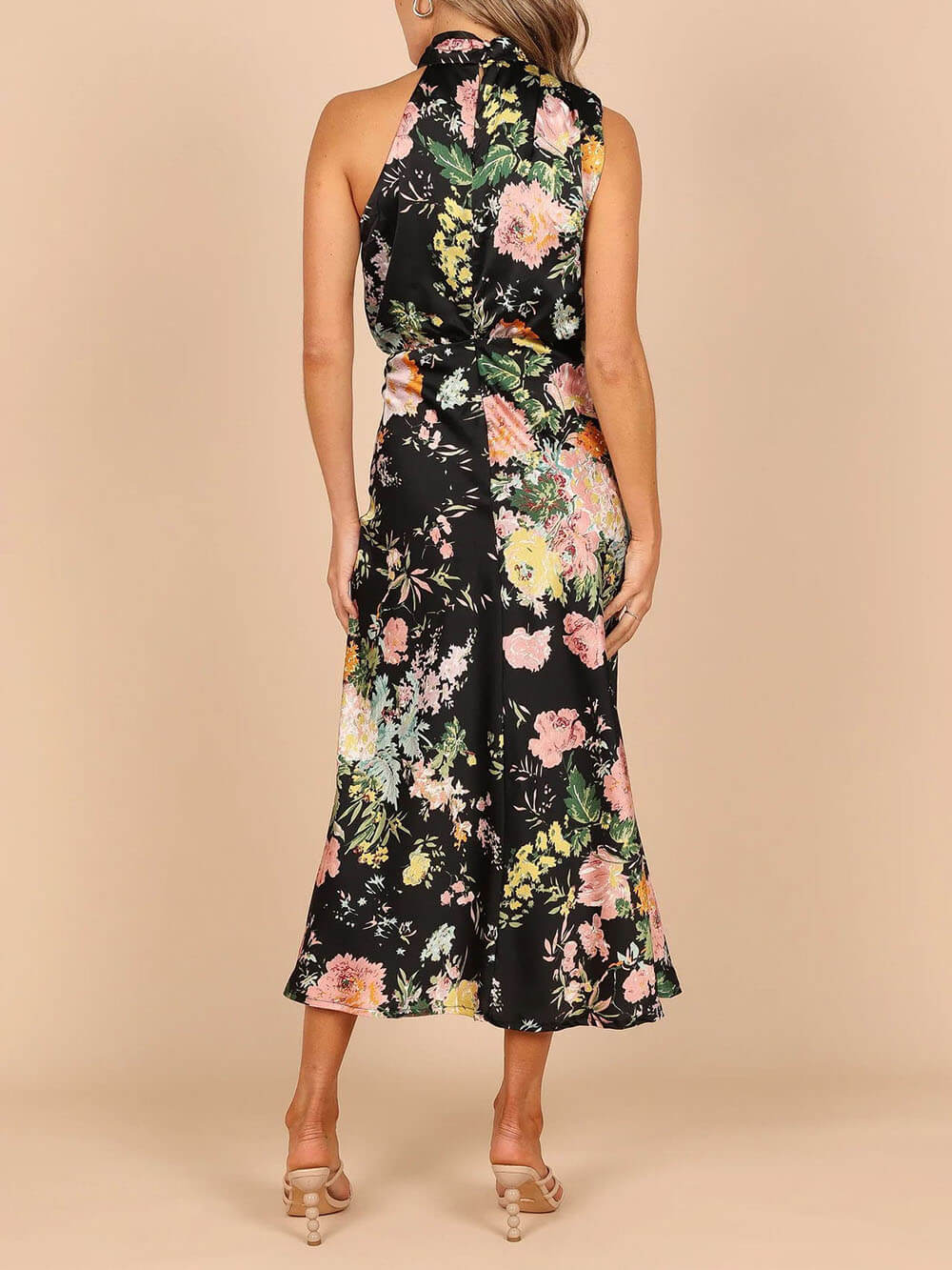 Halter Neck Elastic Waist Maxi Dress