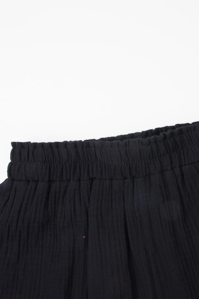 Color Short Sleeve Shirt Cotton Two-piece Shorts Set