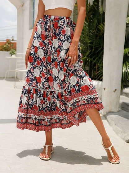 Romantic Red Tiered Skirt