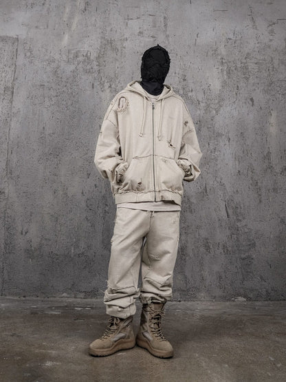 Distressed Spliced Sweatpants