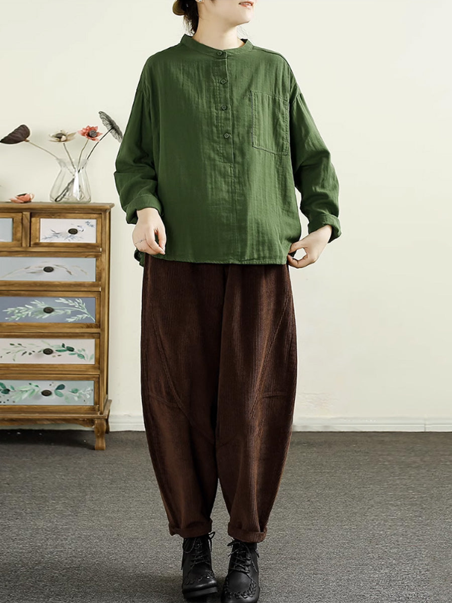 Autumn Corduroy Spliced Cotton Harem Pants Ai1047