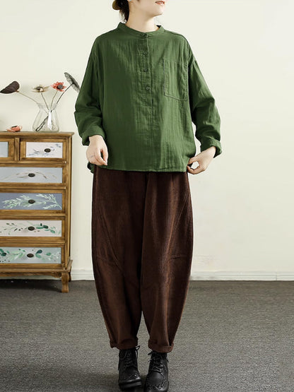 Autumn Corduroy Spliced Cotton Harem Pants Ai1047