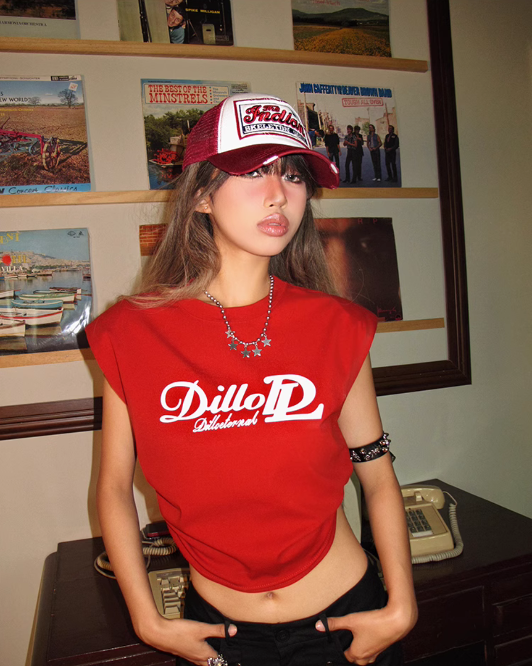 Nico Molly Retro Americana Cropped T-shirt - Red ()