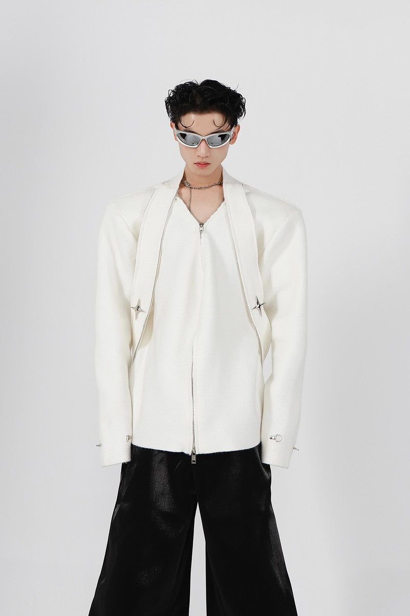 Argue Culture Oversized Zippered Jacket - Cotton Distressed Coat