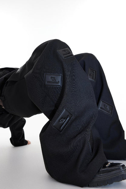 Stitched Vegan Leather Logo Pants