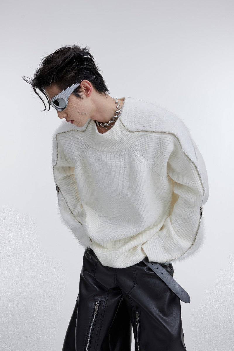 Zip-up Mohair Sweater
