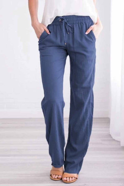 Pockets Drawstring Loose Fall Pants(6 Colors)
