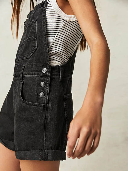 Loose Multi-pocket Denim Jumpsuits
