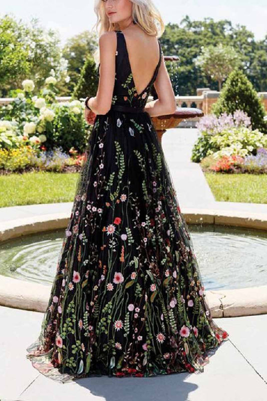 Deep V Neck Maxi Dress