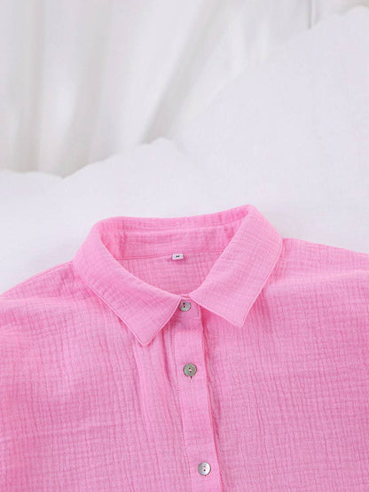 Intricate Cotton Co-ord Pink Shorts Set