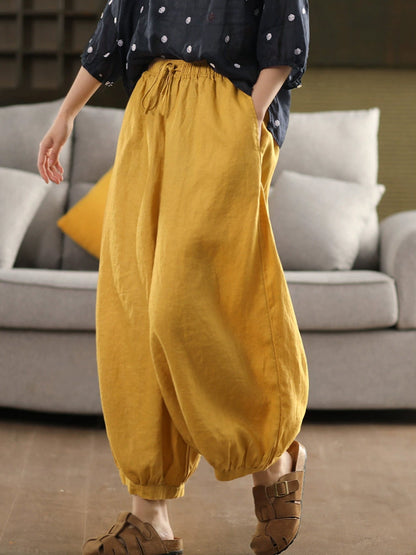 Summer Color 100%linen Pure Harem Pants