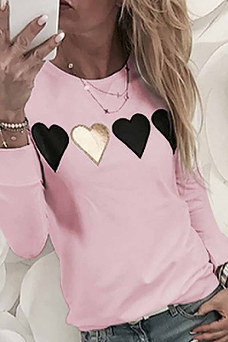 New Heart Print Sweatshirt