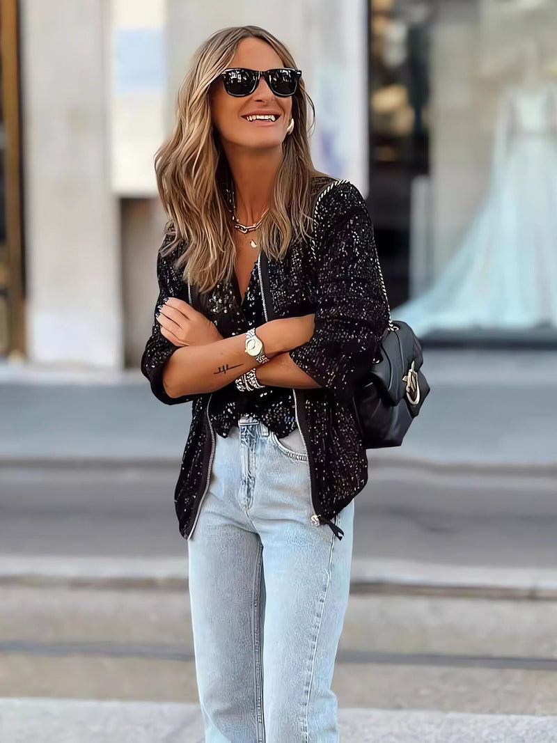 Black Sequin Coat
