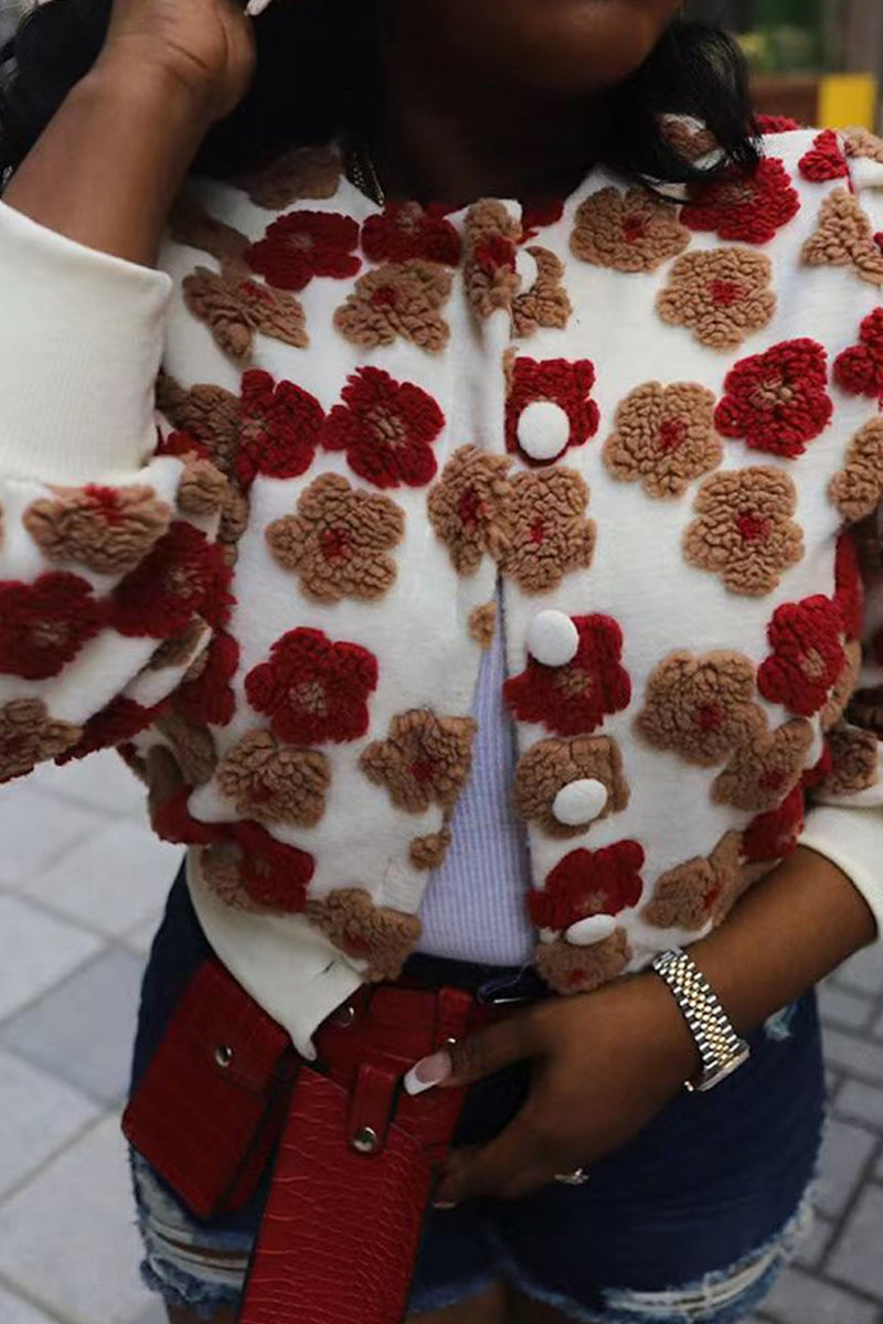 Puff Sleeve Jacquard Cardigan