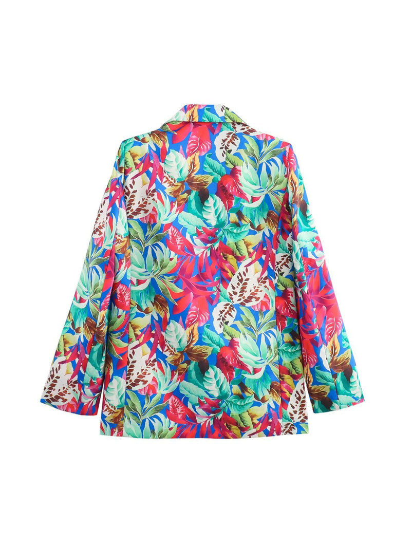 Print Blazer & Wide Leg Pant Coord Set