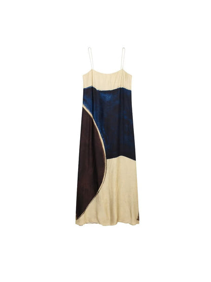 Retro Print Spaghetti Strap Maxi Dress