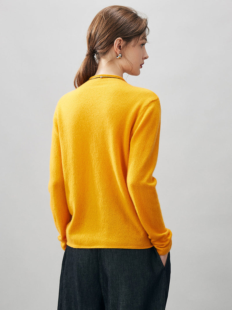 100% Cashmere Round Neck Knit Sweater