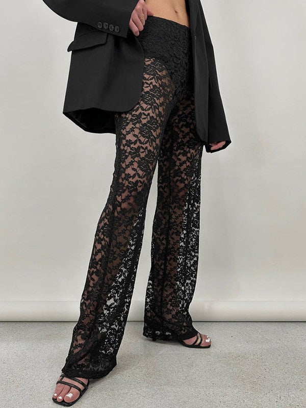Lace See Through High Waist Pants