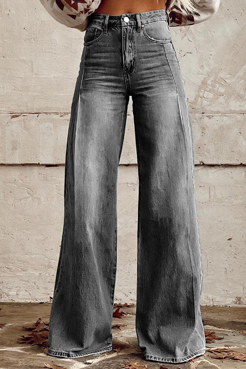 Distressed Wide Leg Denim Pants