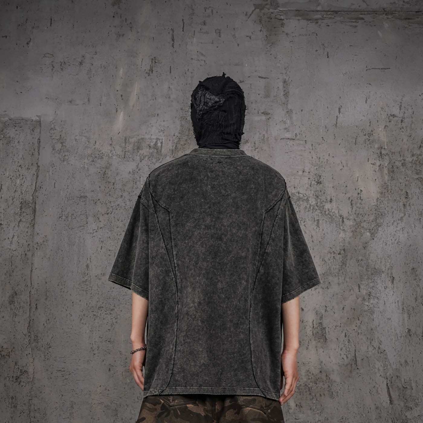Washed Structured Black T-shirt