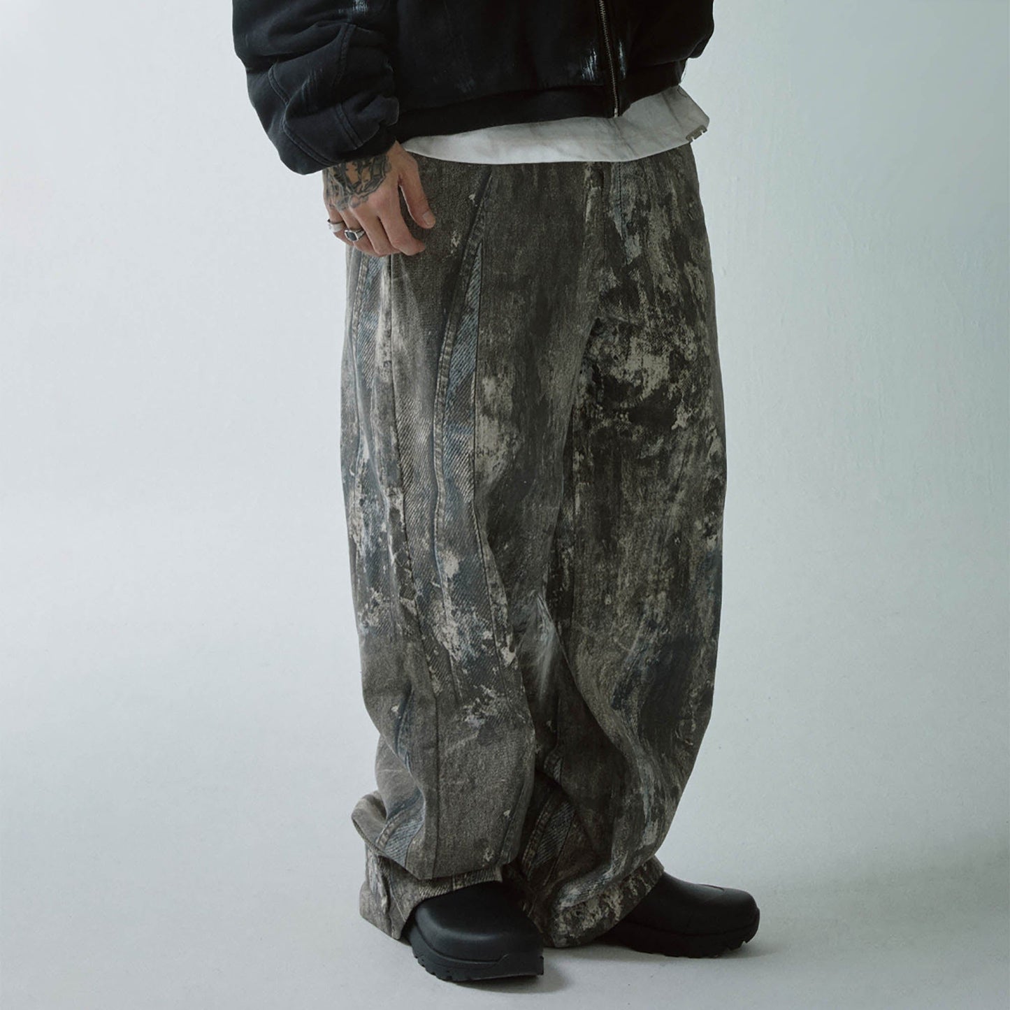 Acid Wash Straight-leg Pants