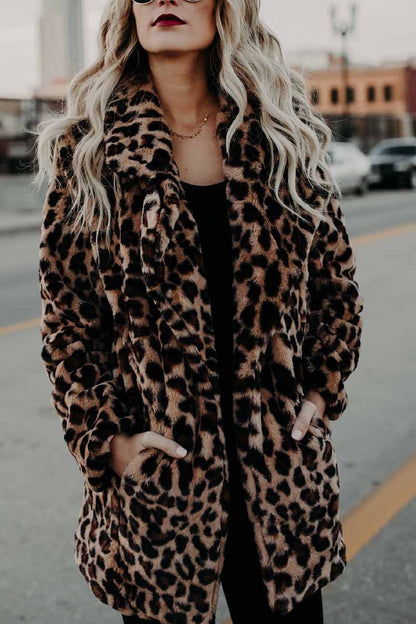 Lapel Leopard Coat