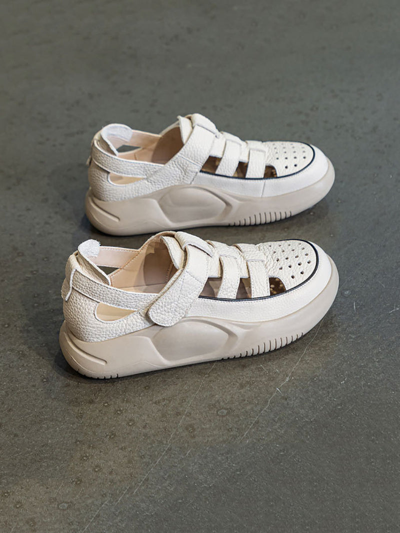 Summer Leather Colorblock Platform Sandals Io1027