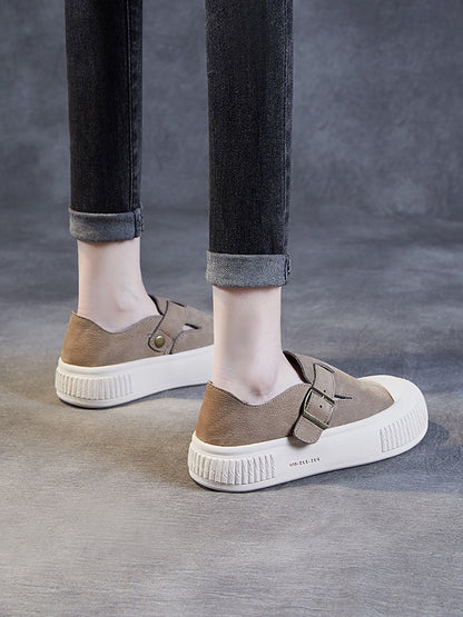 Leather Platform Flat Shoes Fg1027