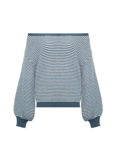 Nura Striped Off-shoulder Sweater