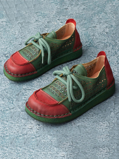 Summer Colorblock Leather Flat Shoes As1053