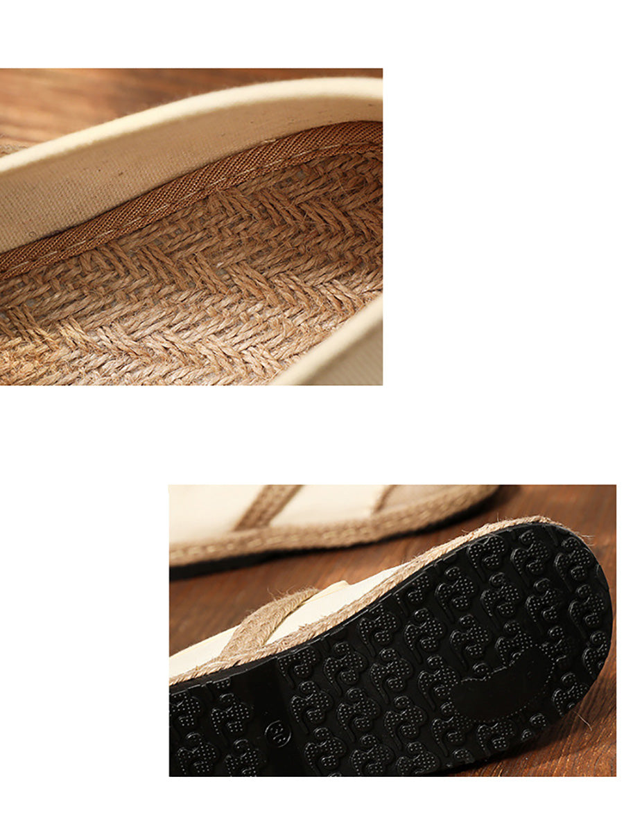 Flower Embroidery Linen Cotton Flat Shoes Ah1062