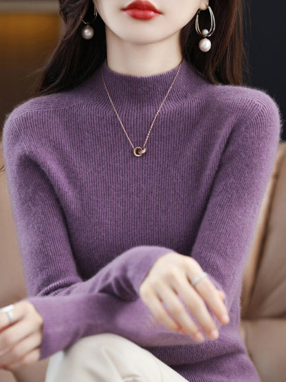 Autumn Half-turtleneck Wool Knit Sweater Ak1041