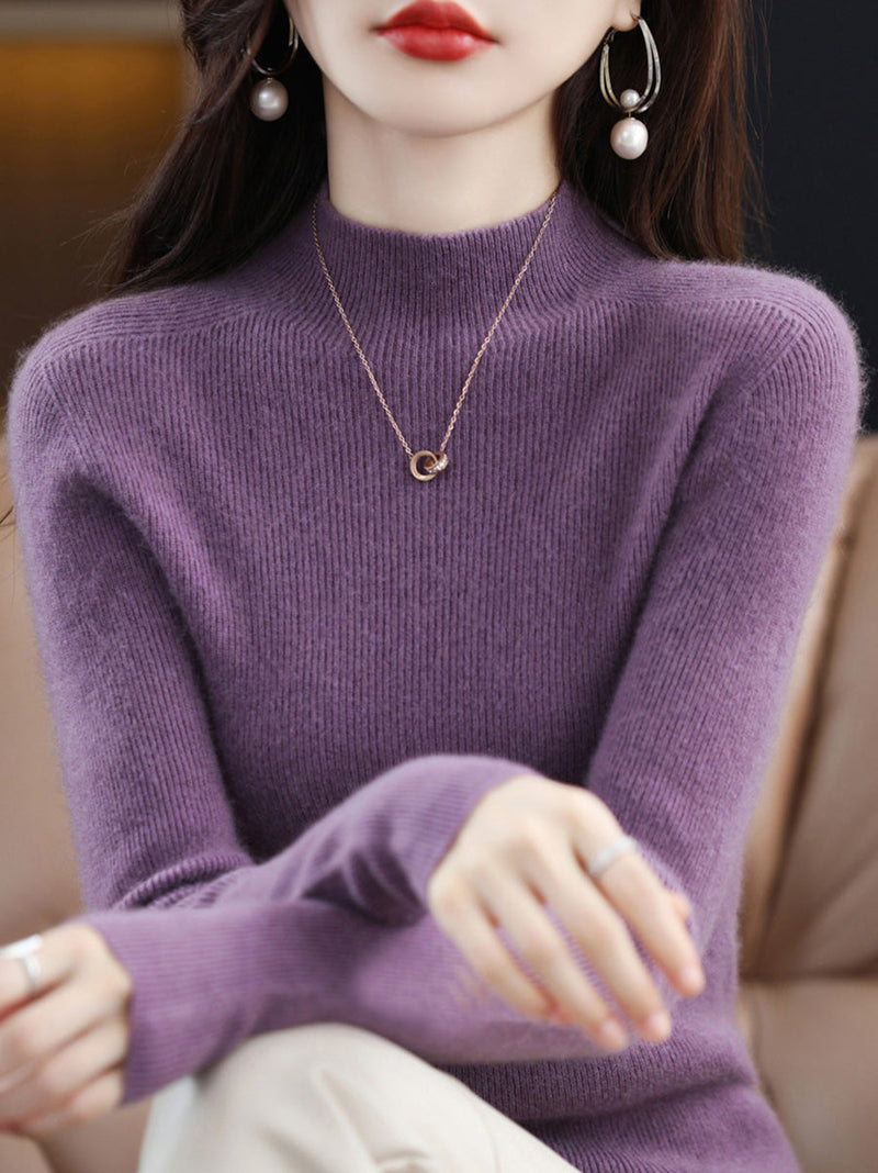 Autumn Half-turtleneck Wool Knit Sweater Ak1041