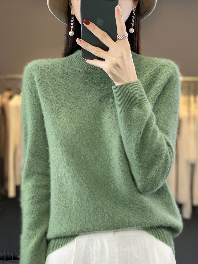 Autumn Cable Knit 100%wool Half Turtleneck Sweater Qn017