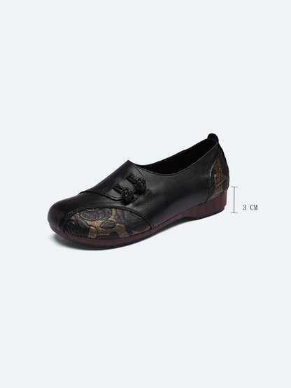 Spring Flower Leather Spliced Flat Shoes Kl1021