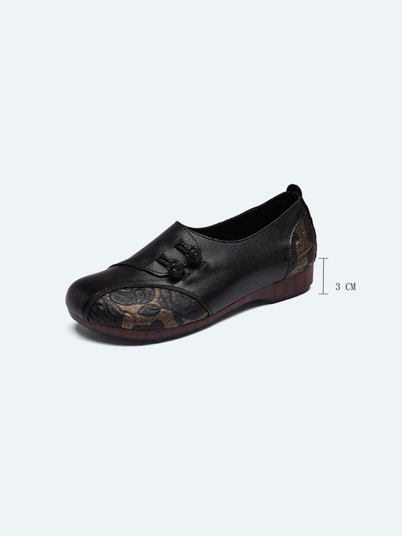 Spring Flower Leather Spliced Flat Shoes Kl1021