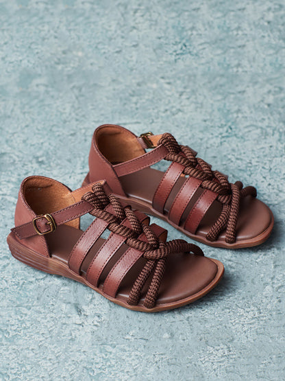 Summer Leather Spliced Rope Sandals Ui1012