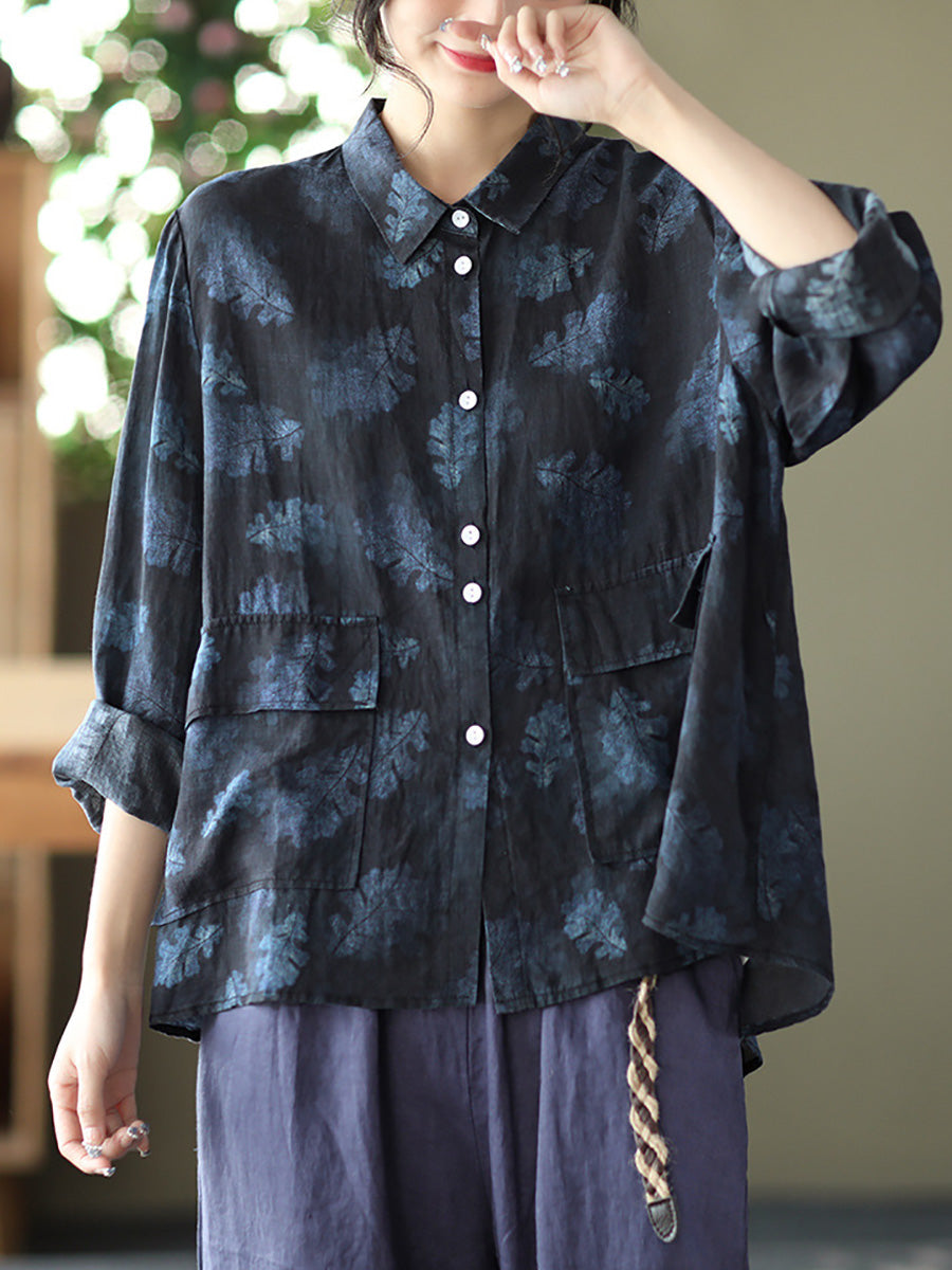 Spring Button Up Ramie Blouse At1089