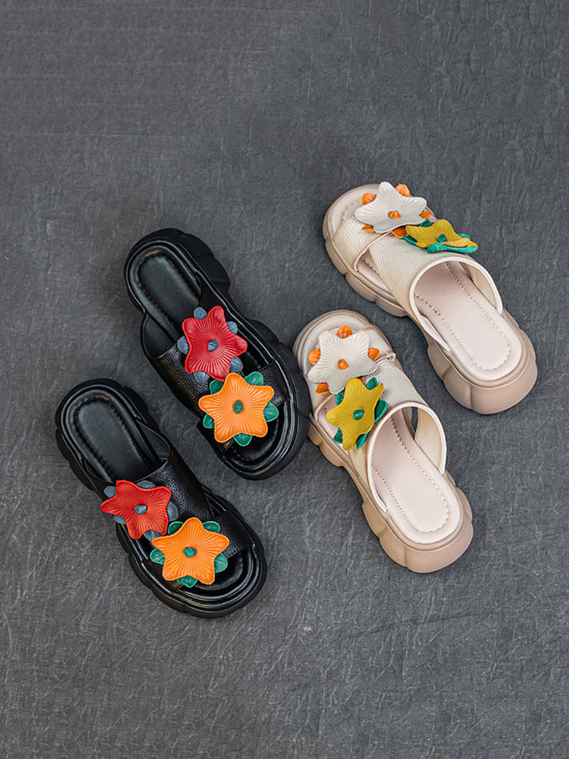 Summer Leather Spliced Star Platform Sandal Ty1033