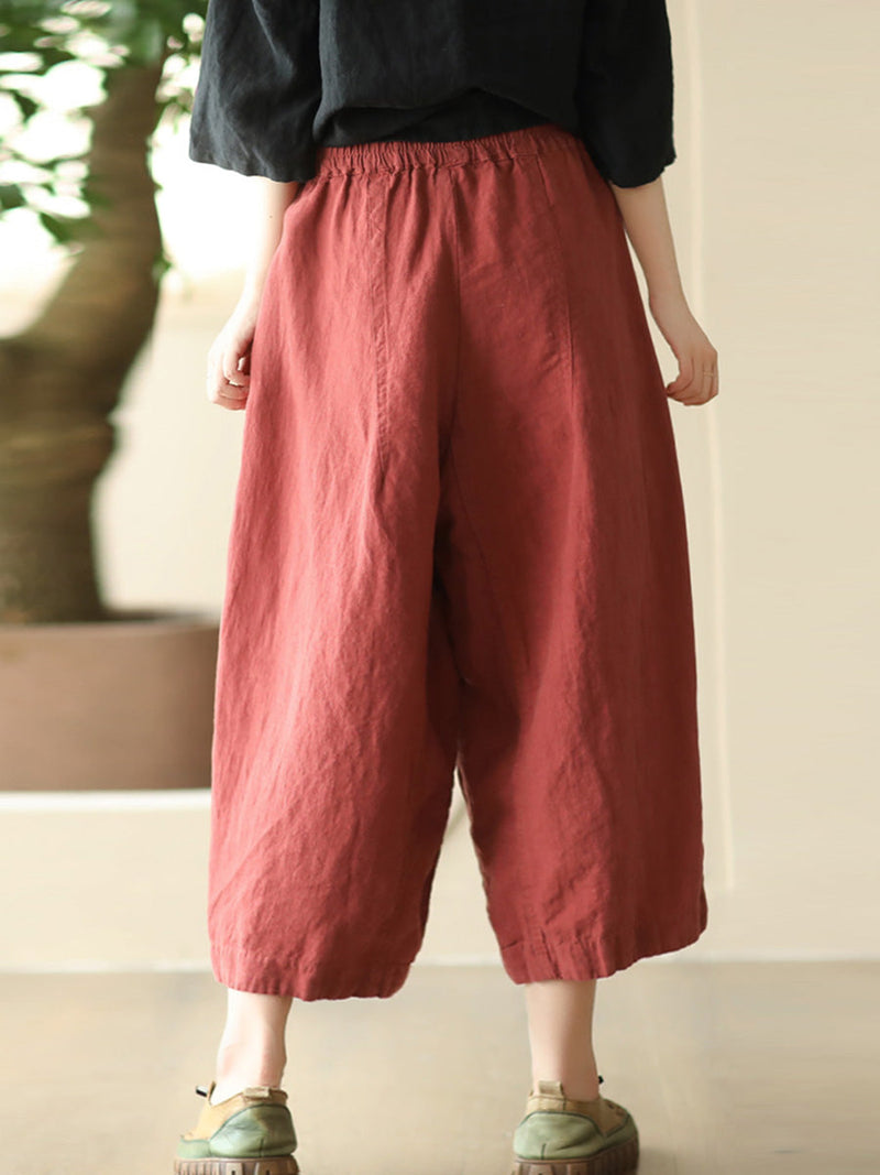 Summer Retro Linen Loose Harem Pants Fd009
