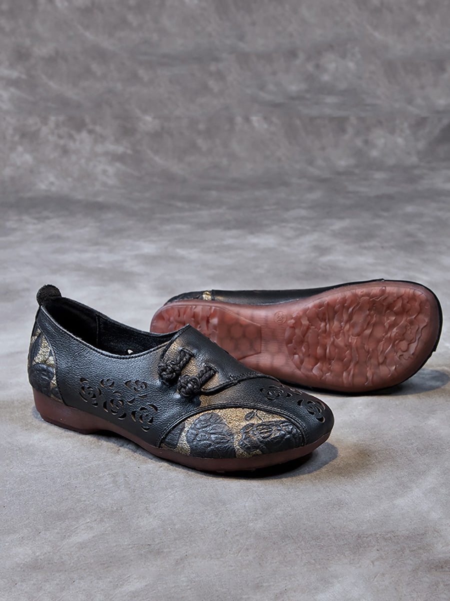 Colorblock Cutout Leather Low Heel Shoes Xx1048