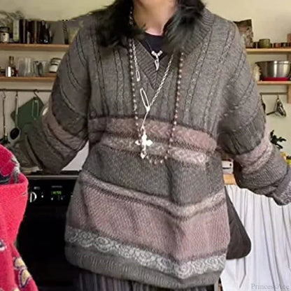 2000s Striped Y2k Preppy Style Sweater