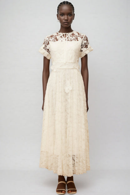 Lianas White Butterfly Applique Lace Maxi Dress