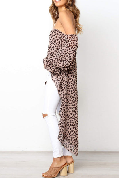 Off the Shoulder Leopard Printed Dress