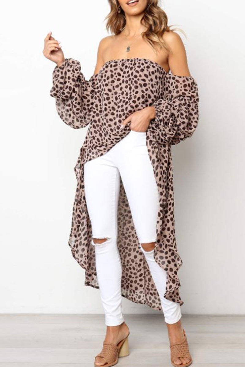 Off the Shoulder Leopard Printed Dress