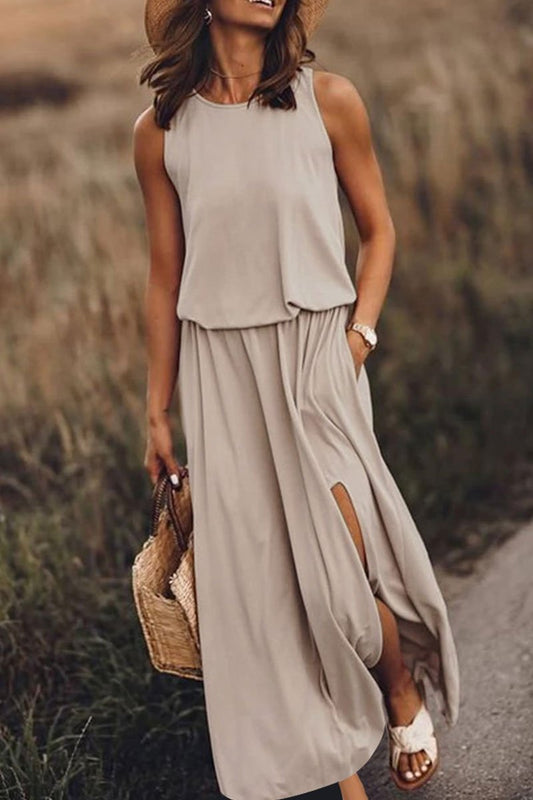 Sleeveless Side Slit Maxi Dress