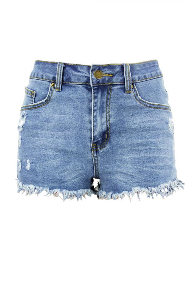 Denim Zipper Fly Sleeveless Mid Zippered Patchwork Split Straight Shorts